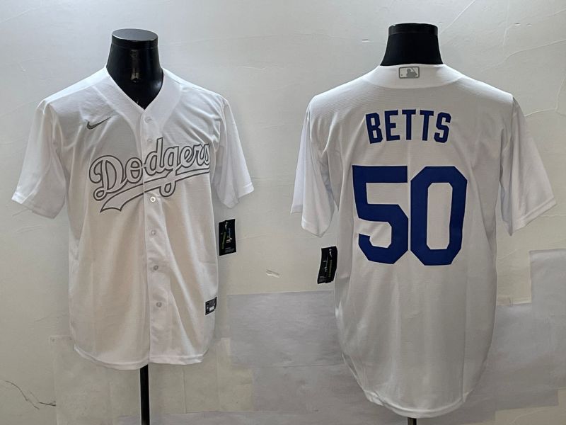 Men Los Angeles Dodgers #50 Betts White Fashion Edition Game 2025 Nike MLB Jersey style 1